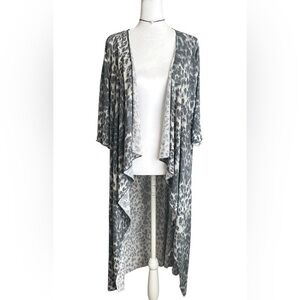 Cheetah Duster Short Sleeve Cardigan Open Front Small